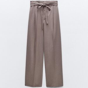 Zara belted pinstripe pants
